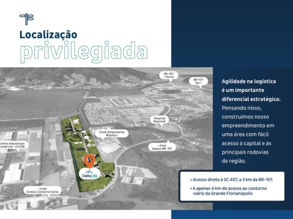 Localização terrenos industriais Deltaville Business Biguaçu