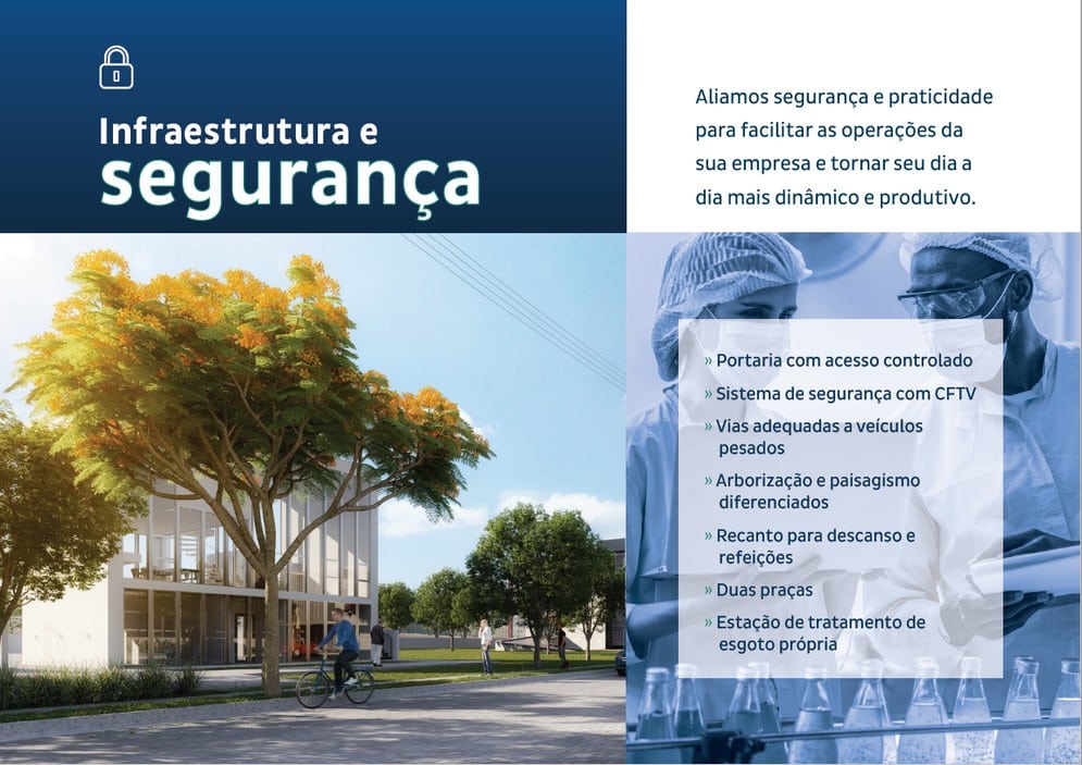 Infra estrutura e segurança - Terrenos industriais Deltaville Business Biguaçu